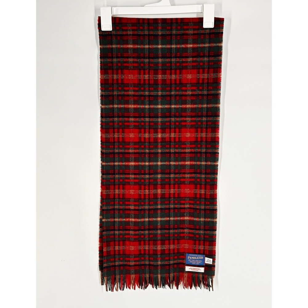 VTG Pendleton MacDougall Tartan 100% Pure Virgin Wool Fringe Scarf Ivy Preppy